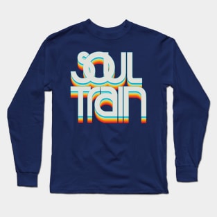 Retro Soul Train Color Blue Long Sleeve T-Shirt